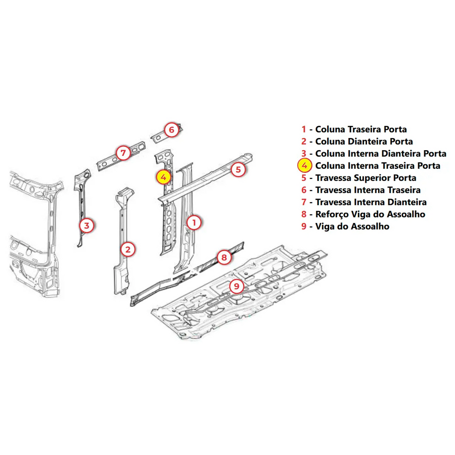 COLUNA INTERNA TRASEIRA DA PORTA SCANIA S4 CG/CR