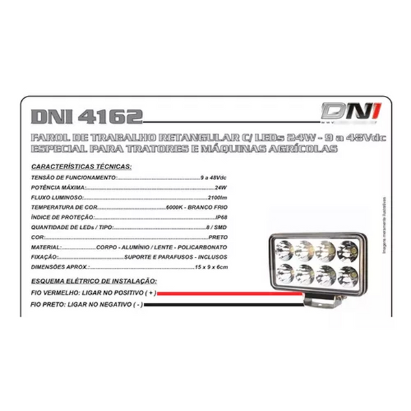 FAROLETE QUADRADO 8 LEDS - DNI-4162
